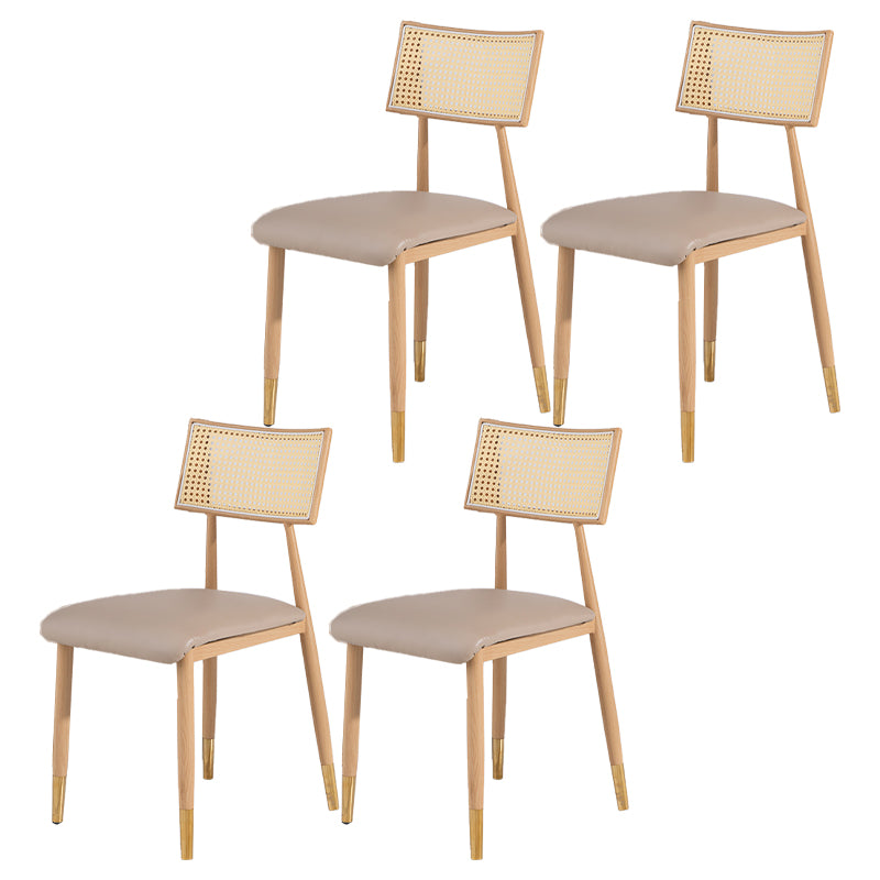 Nordic Style Dining Chairs Open Back Armless Chair for Kitchen with Metal Legs
