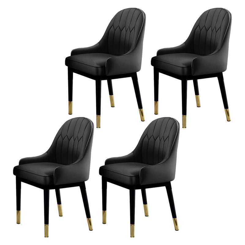 Sillas de comedor Glam, silla Parsons curvada de cuero con acabado mate para cocina