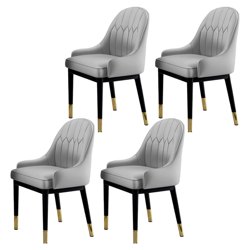 Sillas de comedor Glam, silla Parsons curvada de cuero con acabado mate para cocina