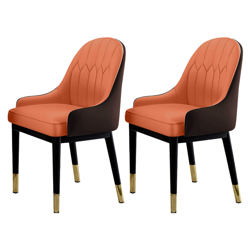 Sillas de comedor Glam, silla Parsons curvada de cuero con acabado mate para cocina