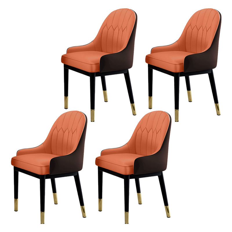 Sillas de comedor Glam, silla Parsons curvada de cuero con acabado mate para cocina