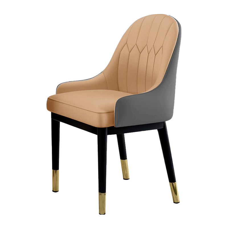 Sillas de comedor Glam, silla Parsons curvada de cuero con acabado mate para cocina