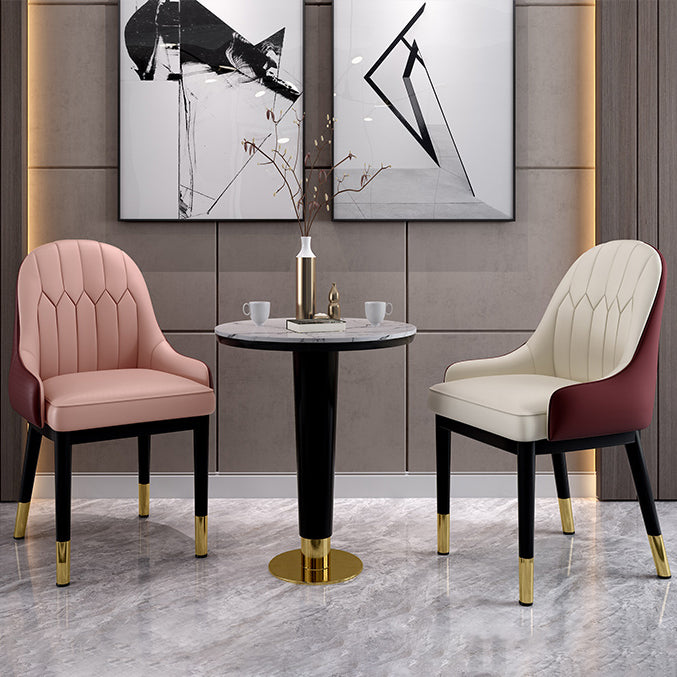 Sillas de comedor Glam, silla Parsons curvada de cuero con acabado mate para cocina