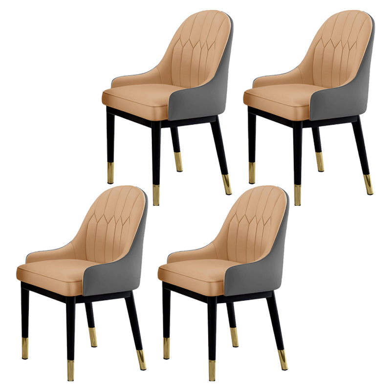 Sillas de comedor Glam, silla Parsons curvada de cuero con acabado mate para cocina