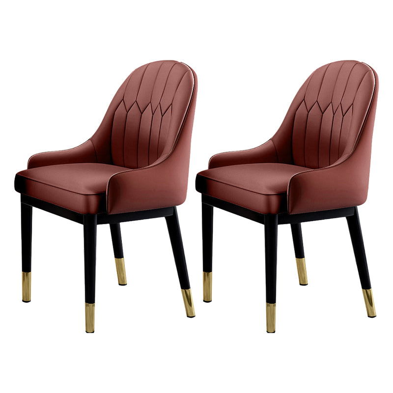 Sillas de comedor Glam, silla Parsons curvada de cuero con acabado mate para cocina