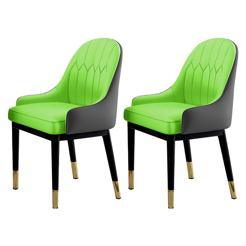 Sillas de comedor Glam, silla Parsons curvada de cuero con acabado mate para cocina
