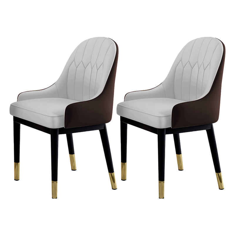 Sillas de comedor Glam, silla Parsons curvada de cuero con acabado mate para cocina