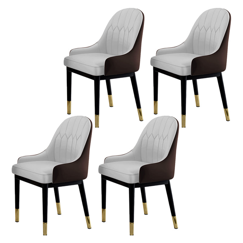 Sillas de comedor Glam, silla Parsons curvada de cuero con acabado mate para cocina
