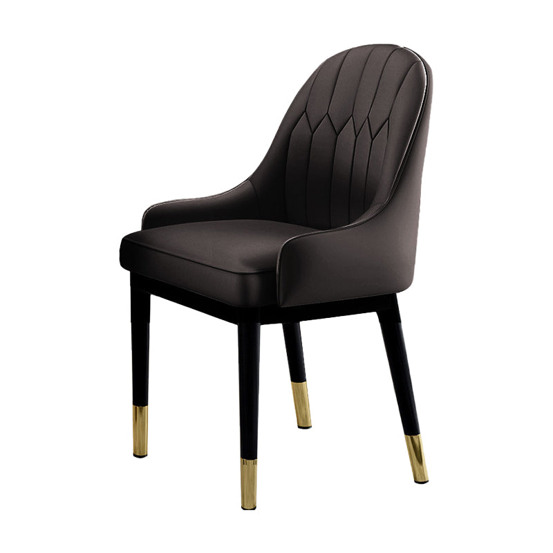 Sillas de comedor Glam, silla Parsons curvada de cuero con acabado mate para cocina