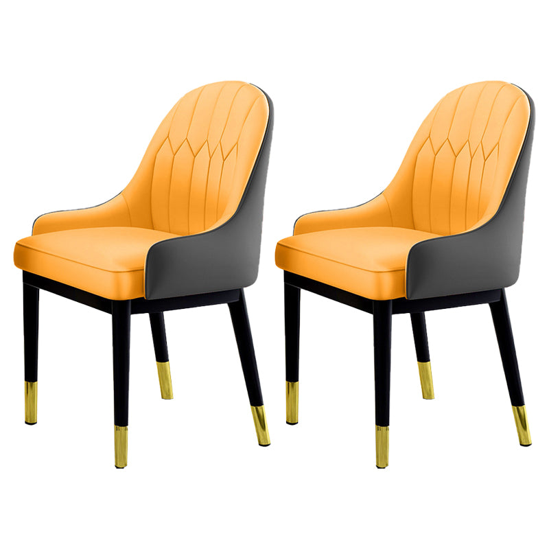 Sillas de comedor Glam, silla Parsons curvada de cuero con acabado mate para cocina