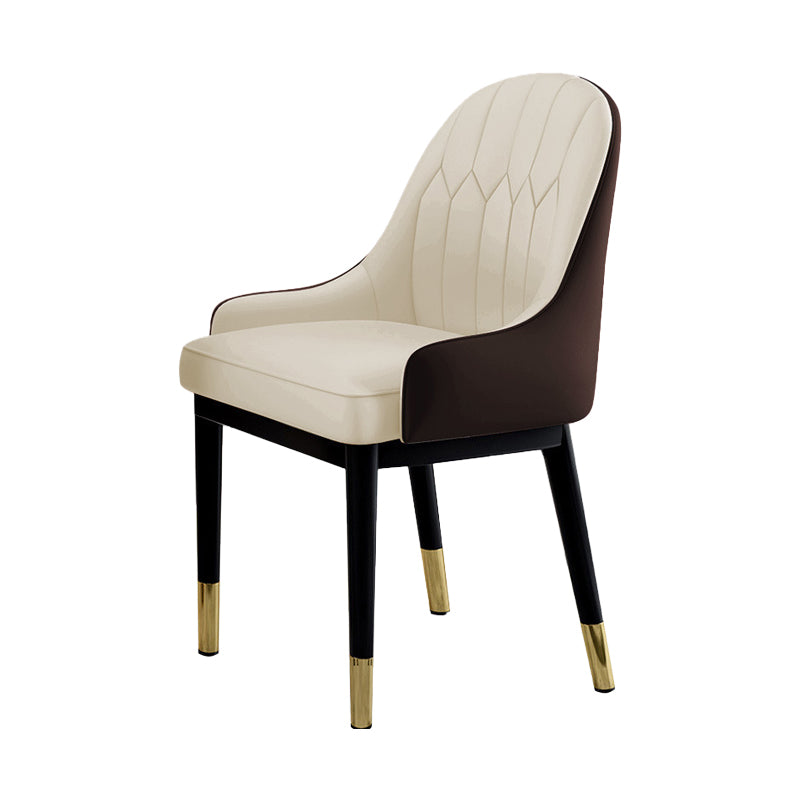 Sillas de comedor Glam, silla Parsons curvada de cuero con acabado mate para cocina