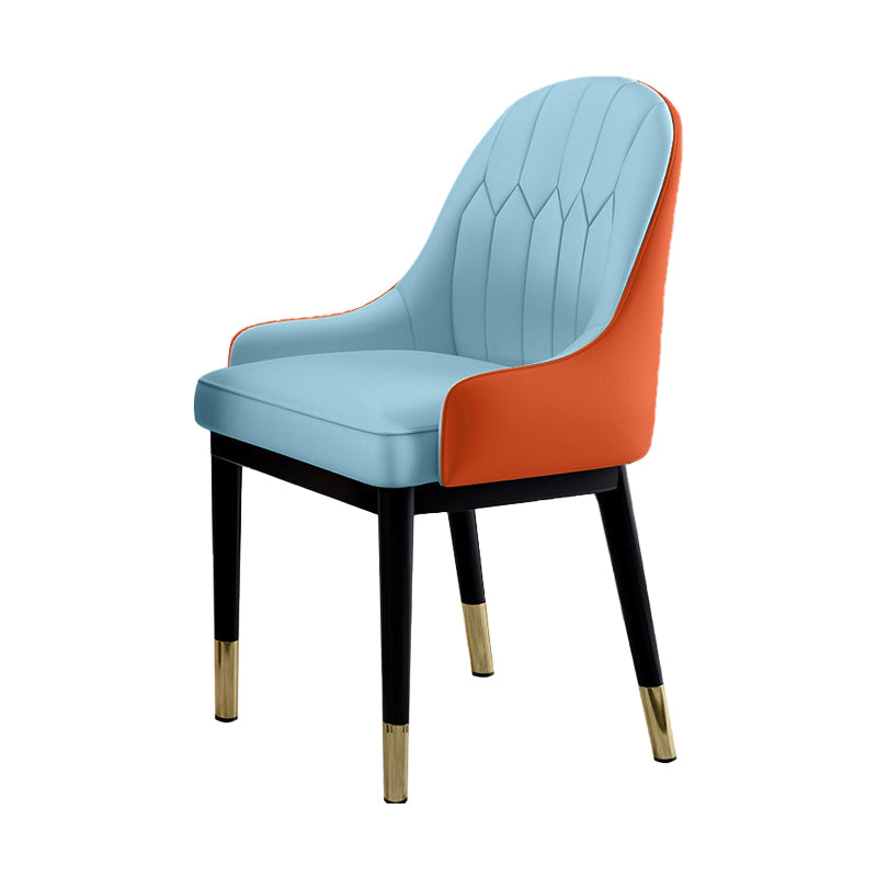 Sillas de comedor Glam, silla Parsons curvada de cuero con acabado mate para cocina
