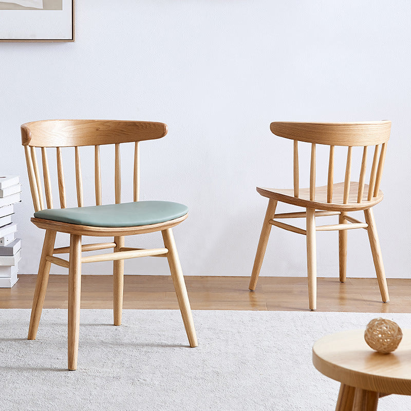 Silla trasera Windsor contemporánea, silla sin brazos de comedor de madera maciza