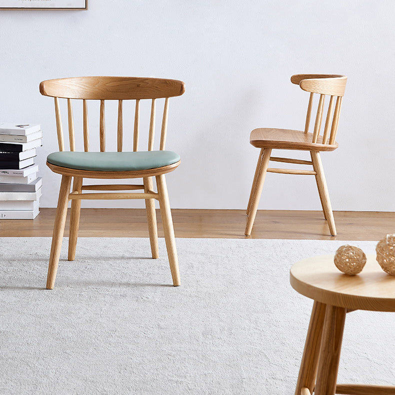 Silla trasera Windsor contemporánea, silla sin brazos de comedor de madera maciza