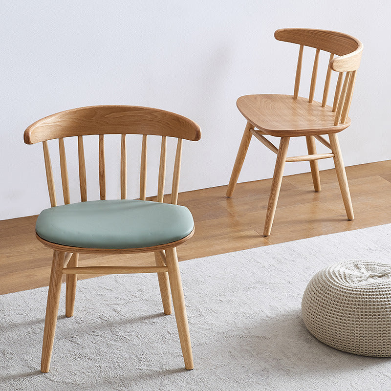 Silla trasera Windsor contemporánea, silla sin brazos de comedor de madera maciza