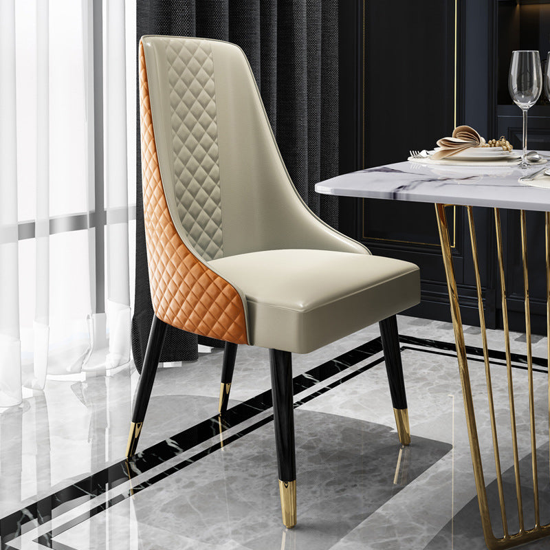 Silla lateral curvada de cuero contemporánea Sillas Parsons con acabado mate