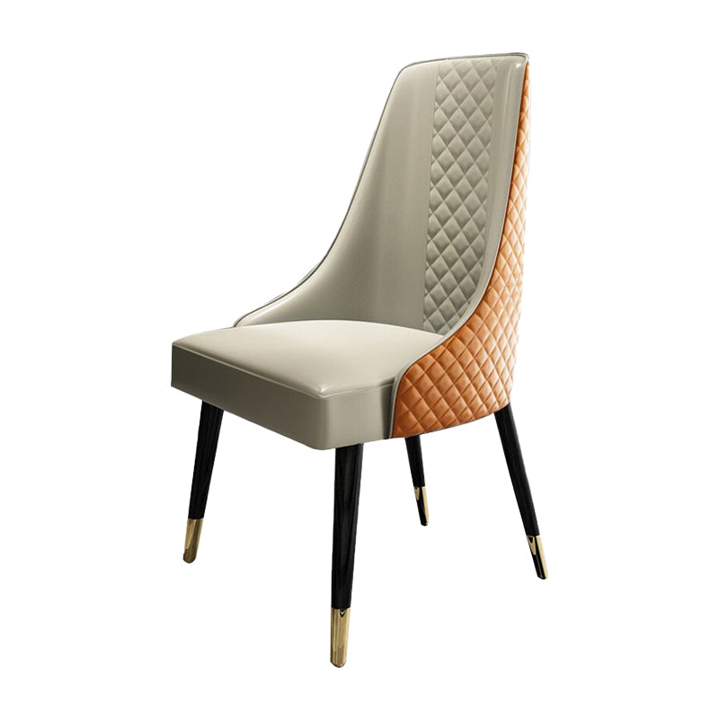 Silla lateral curvada de cuero contemporánea Sillas Parsons con acabado mate