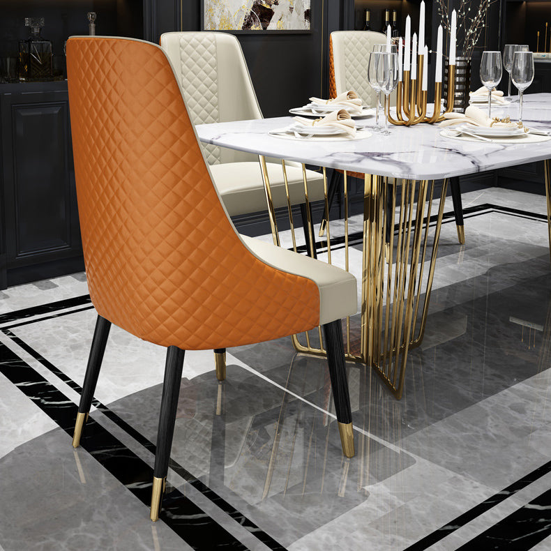 Silla lateral curvada de cuero contemporánea Sillas Parsons con acabado mate