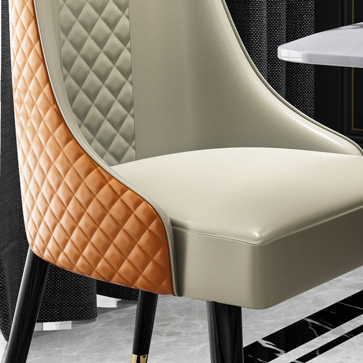 Silla lateral curvada de cuero contemporánea Sillas Parsons con acabado mate
