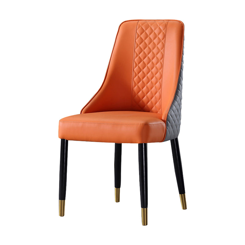 Silla lateral curvada de cuero contemporánea Sillas Parsons con acabado mate