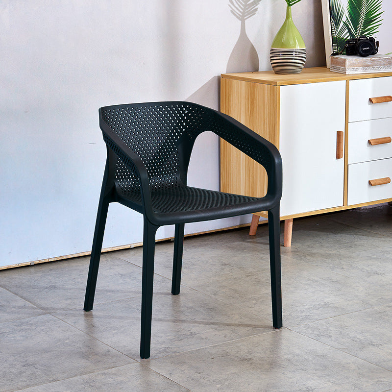 Modern Plastic Kitchen Dining Armchair Solid Back Dining Chair for Home Use