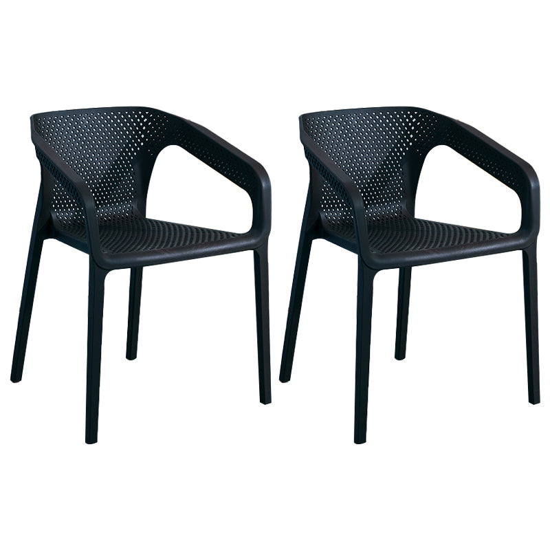 Modern Plastic Kitchen Dining Armchair Solid Back Dining Chair for Home Use