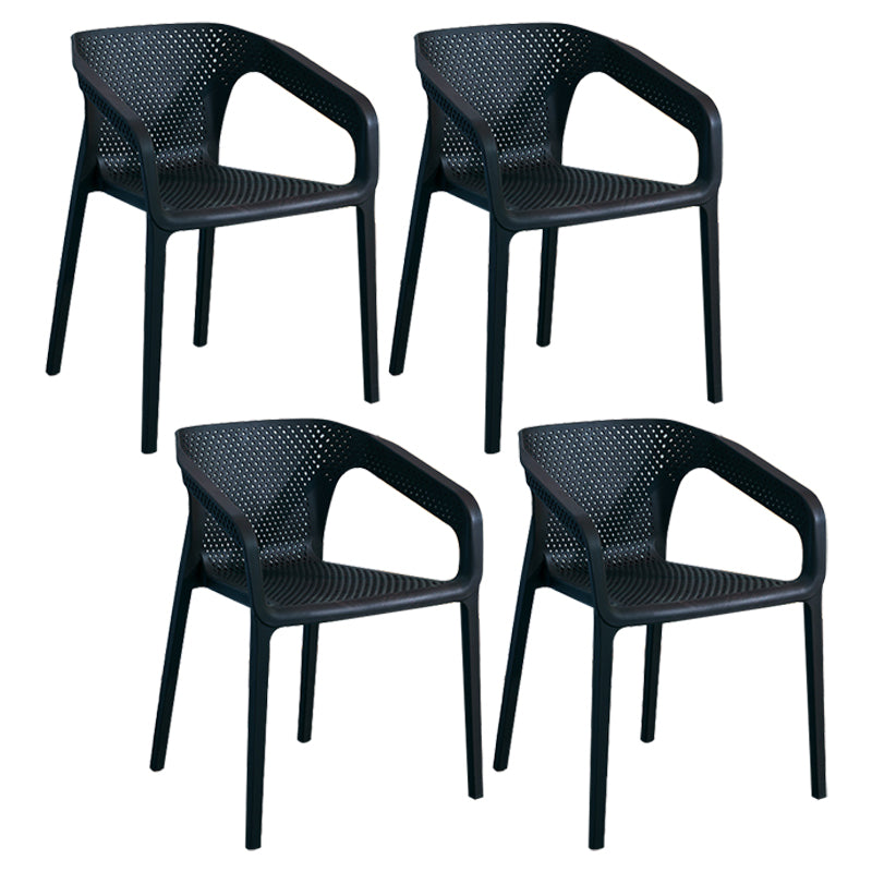 Modern Plastic Kitchen Dining Armchair Solid Back Dining Chair for Home Use