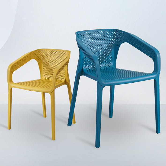 Modern Plastic Kitchen Dining Armchair Solid Back Dining Chair for Home Use