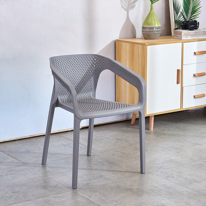 Modern Plastic Kitchen Dining Armchair Solid Back Dining Chair for Home Use