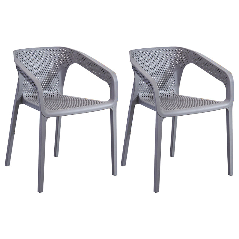 Modern Plastic Kitchen Dining Armchair Solid Back Dining Chair for Home Use
