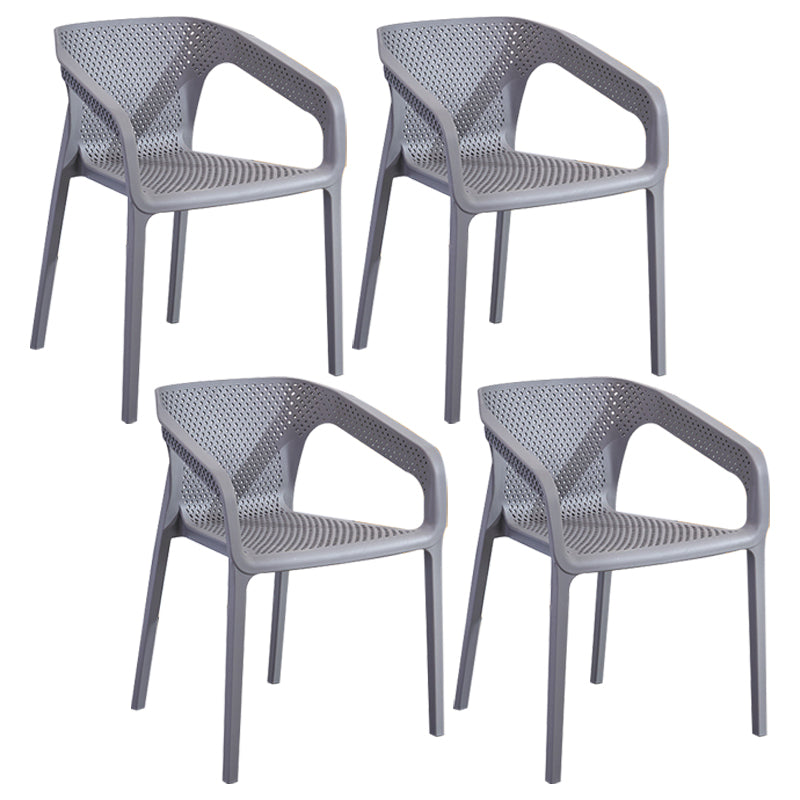 Modern Plastic Kitchen Dining Armchair Solid Back Dining Chair for Home Use