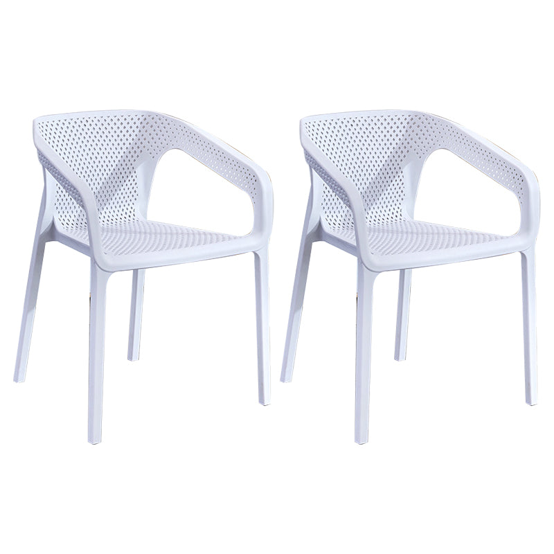 Modern Plastic Kitchen Dining Armchair Solid Back Dining Chair for Home Use