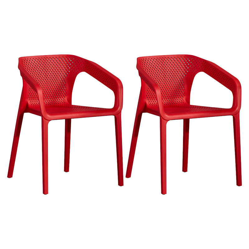 Modern Plastic Kitchen Dining Armchair Solid Back Dining Chair for Home Use