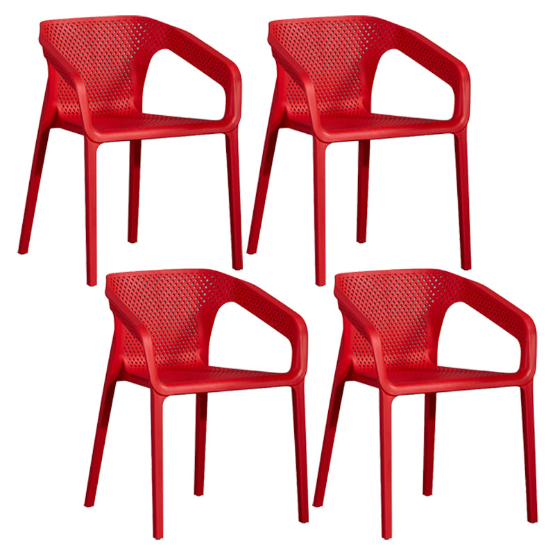 Modern Plastic Kitchen Dining Armchair Solid Back Dining Chair for Home Use