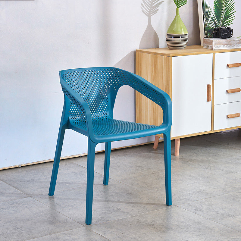 Modern Plastic Kitchen Dining Armchair Solid Back Dining Chair for Home Use