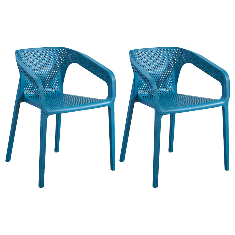 Modern Plastic Kitchen Dining Armchair Solid Back Dining Chair for Home Use