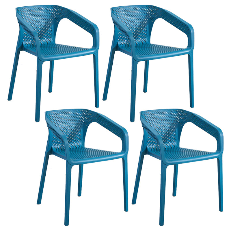 Modern Plastic Kitchen Dining Armchair Solid Back Dining Chair for Home Use