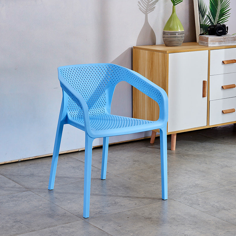 Modern Plastic Kitchen Dining Armchair Solid Back Dining Chair for Home Use