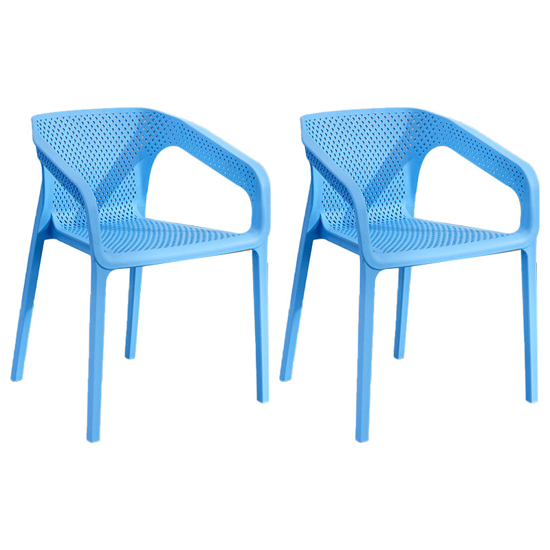 Modern Plastic Kitchen Dining Armchair Solid Back Dining Chair for Home Use