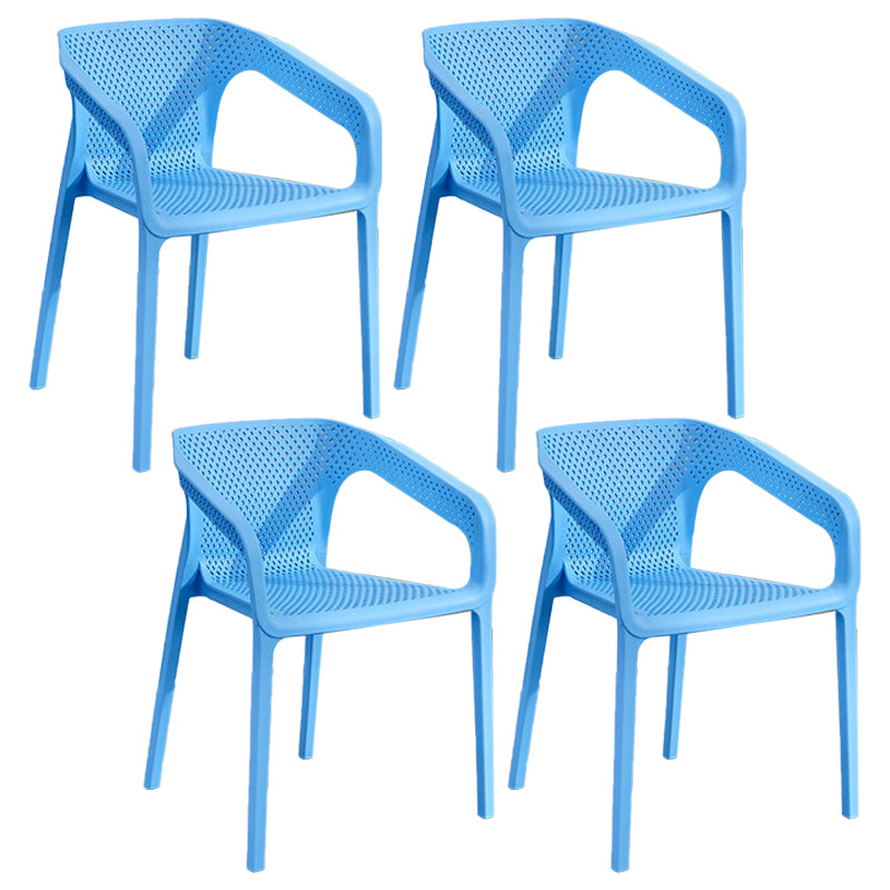 Modern Plastic Kitchen Dining Armchair Solid Back Dining Chair for Home Use