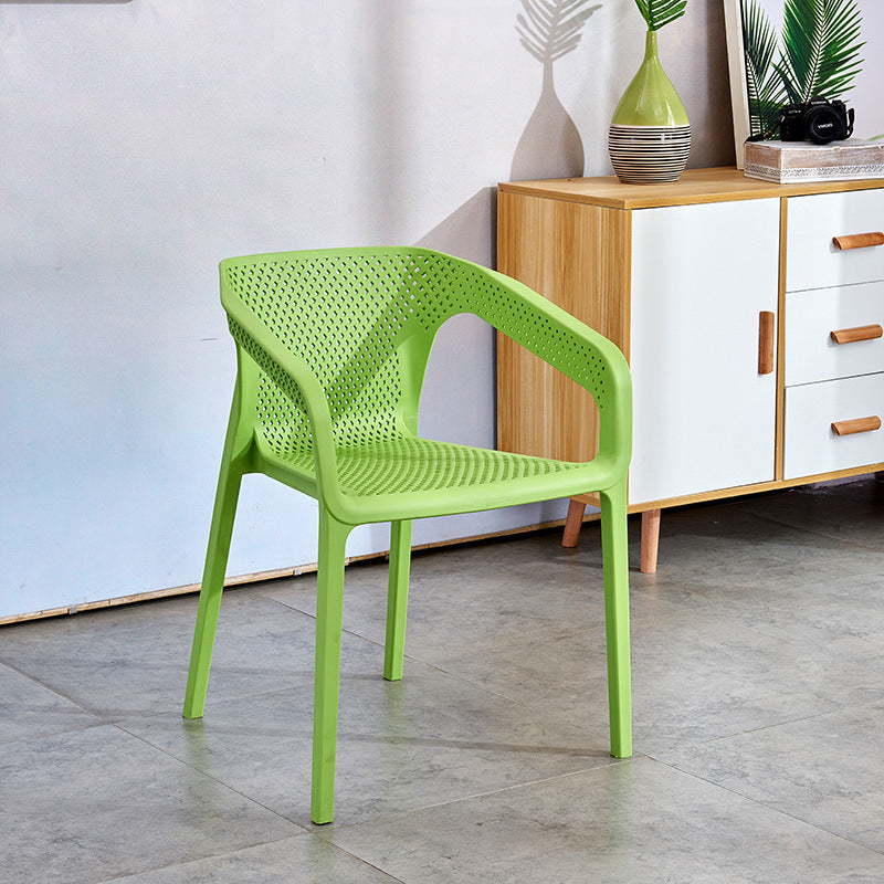 Modern Plastic Kitchen Dining Armchair Solid Back Dining Chair for Home Use