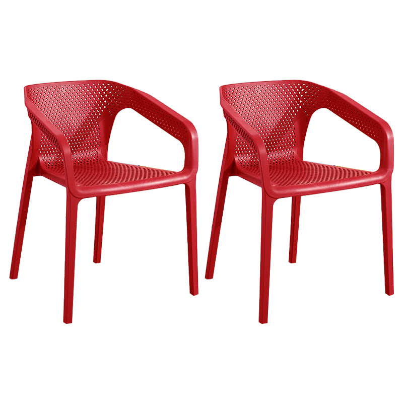Modern Plastic Kitchen Dining Armchair Solid Back Dining Chair for Home Use