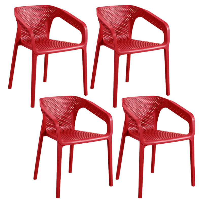 Modern Plastic Kitchen Dining Armchair Solid Back Dining Chair for Home Use