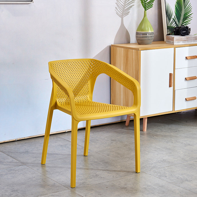 Modern Plastic Kitchen Dining Armchair Solid Back Dining Chair for Home Use