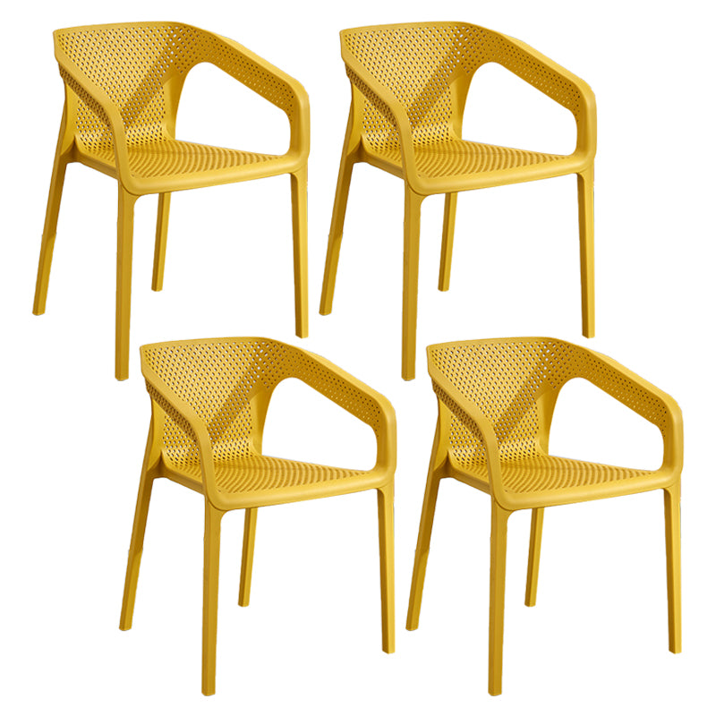 Modern Plastic Kitchen Dining Armchair Solid Back Dining Chair for Home Use