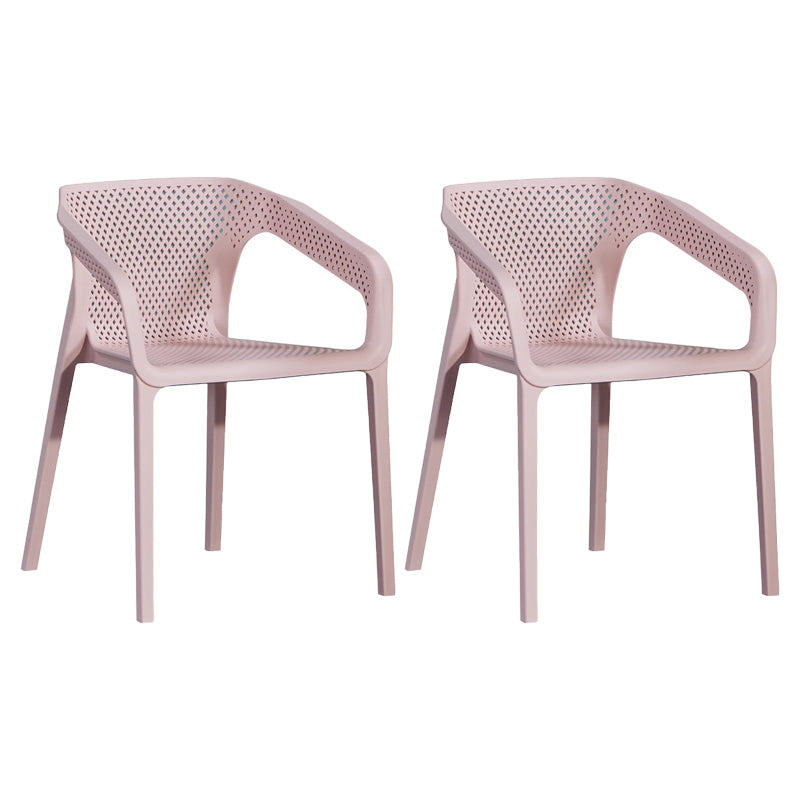Modern Plastic Kitchen Dining Armchair Solid Back Dining Chair for Home Use