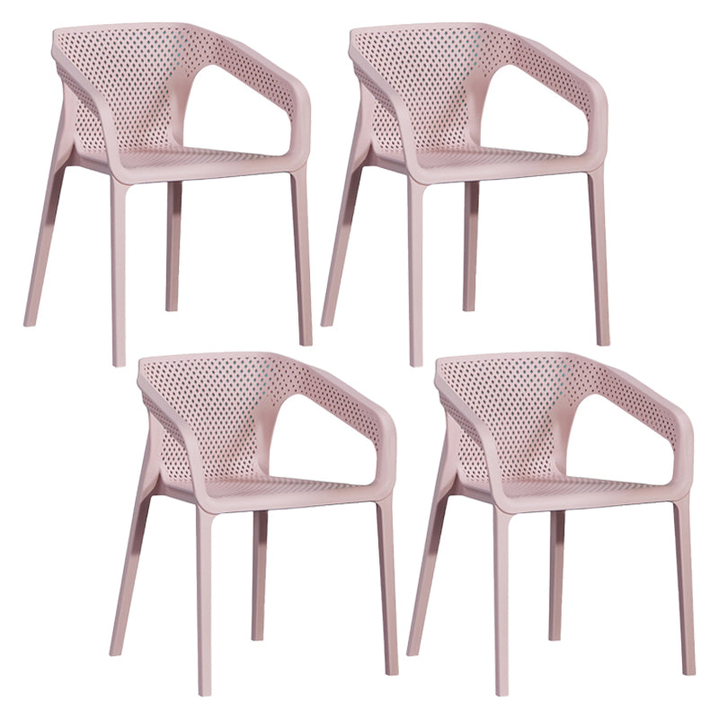 Modern Plastic Kitchen Dining Armchair Solid Back Dining Chair for Home Use