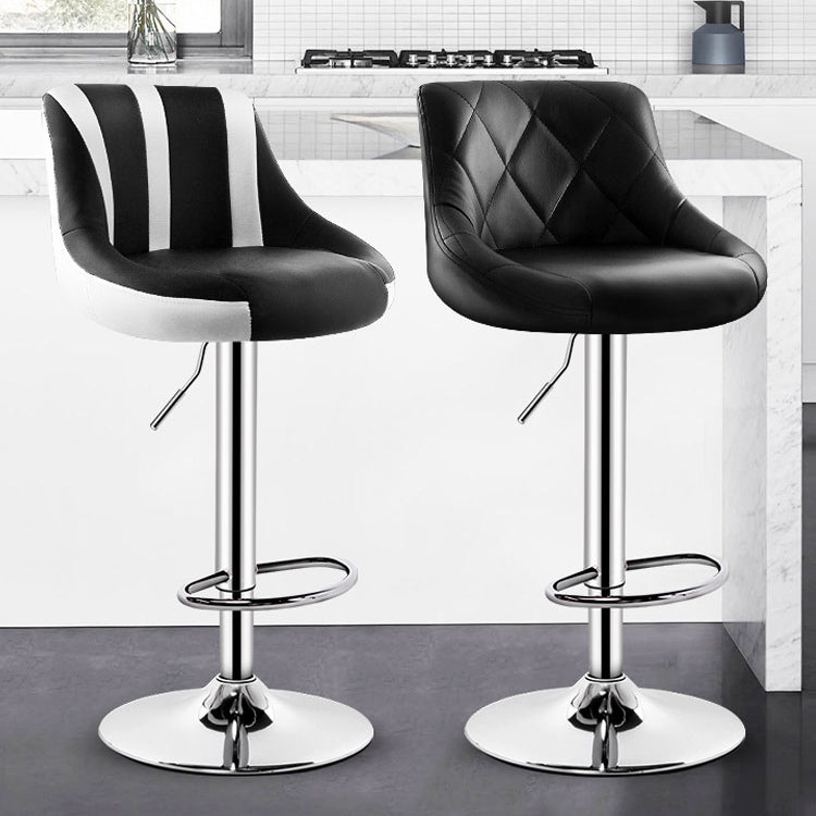 Taburete de murciélago de cuero moderno para interiores, taburete ajustable con respaldo y altura para mostrador