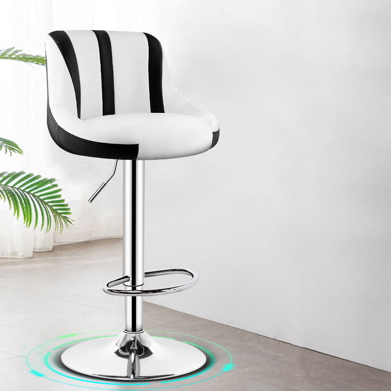 Taburete de murciélago de cuero moderno para interiores, taburete ajustable con respaldo y altura para mostrador