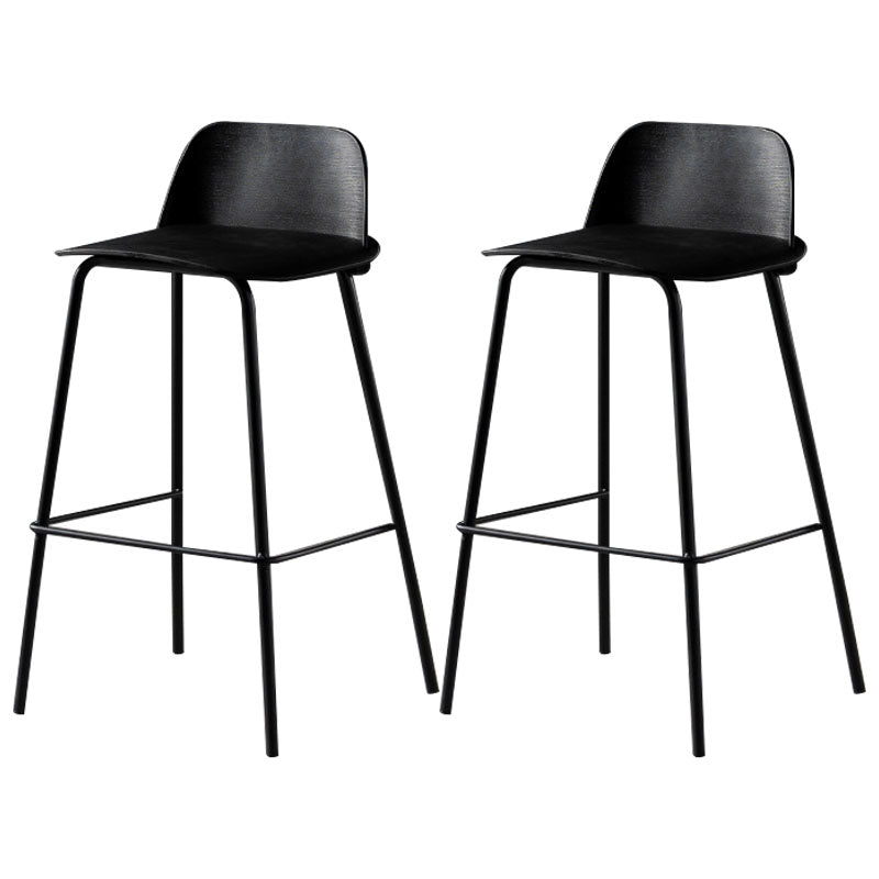 Modern Plastic Seats Macron Barstool Metal 4 Legs Bar Stool for Indoor, Set of 2